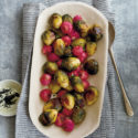 Roasted Brussels Sprouts and Red Radishes
